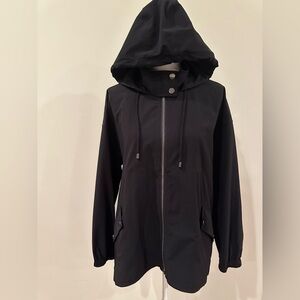 Chico's Black Rain Jacket with Hood